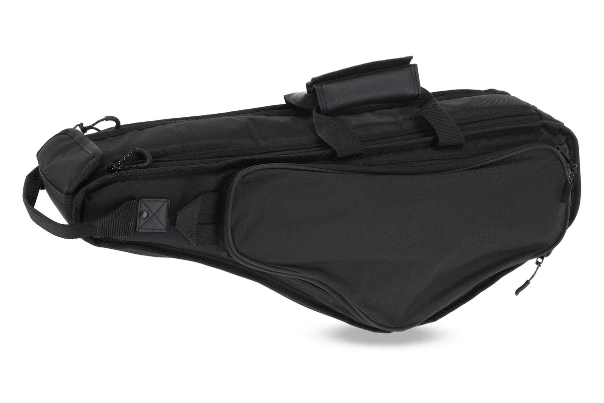 GEWA Premium Gig Bag/Tasche Alt Saxophon - Cordura 600 Denier - Reiß- und wasserfest - 30 mm Polsterung - S-Bogen Tasche - Zubehörtasche - verstellbare Rucksackgurte - Schwarz