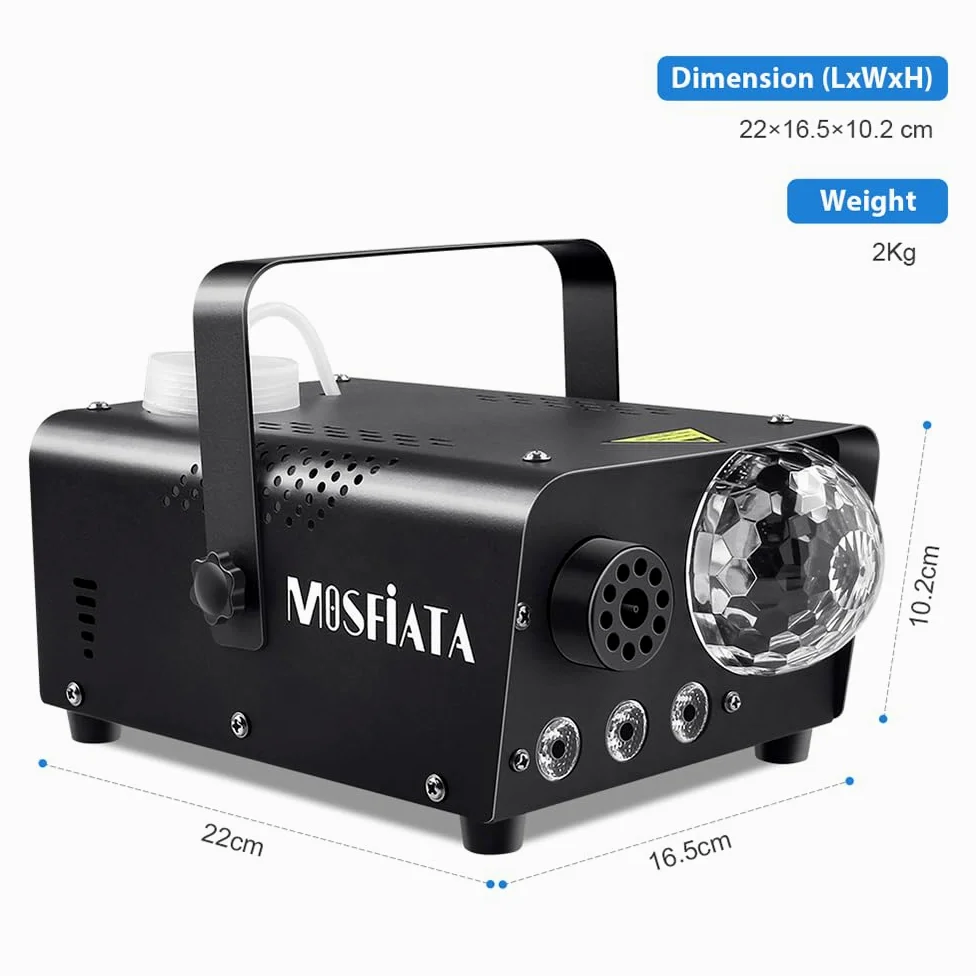 Nebelmaschine, 600W Nebelmaschine mit Discokugel-Licht und RGB-LEDs für Partys, Geburtstage, Halloween, Disco, DJ Bühneneffekt