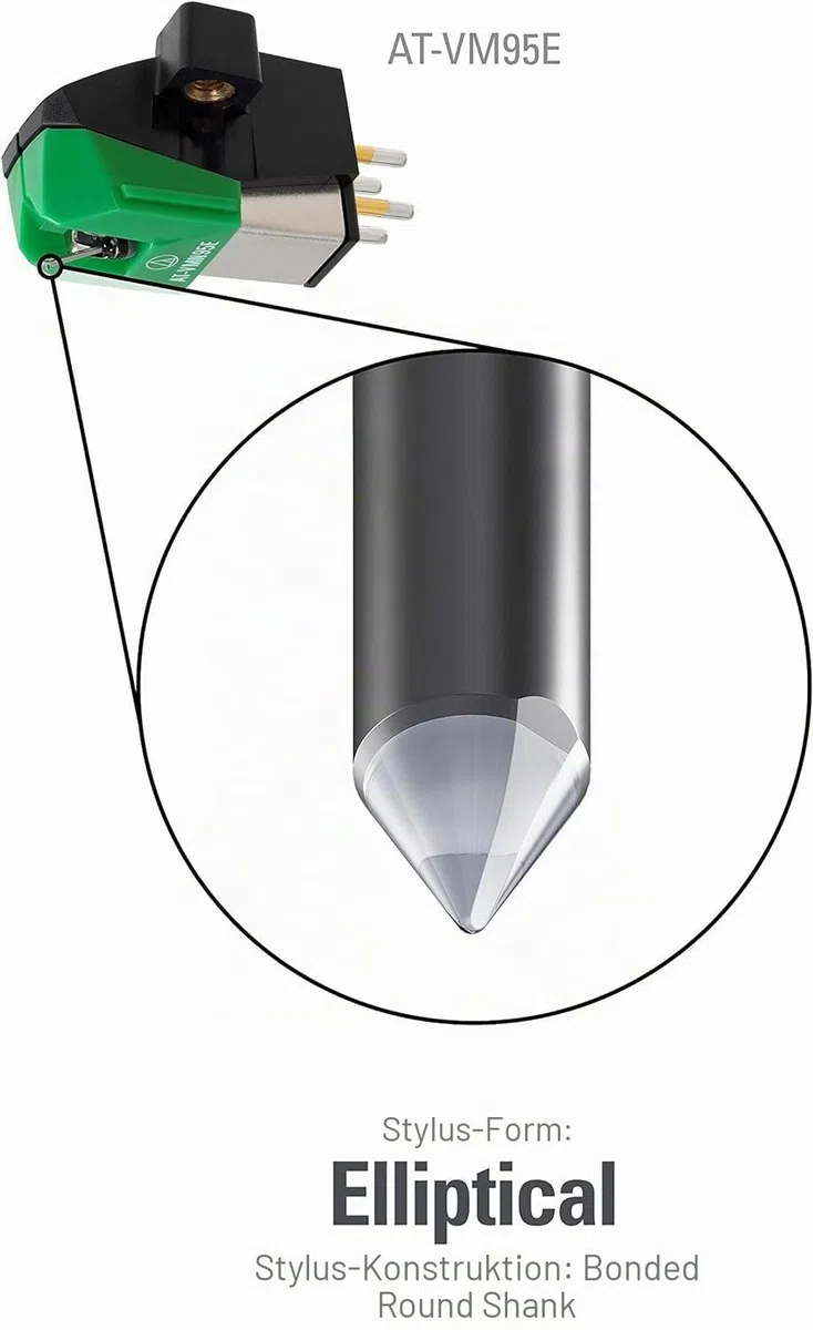 Audio-Technica AT-VM95E VM95-Serie – Stereotonabnehmer, elliptisch Grün