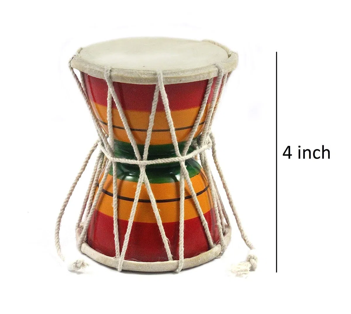 Damru Hand Percussion Handgefertigtes indisches Musikinstrument, 14 cm
