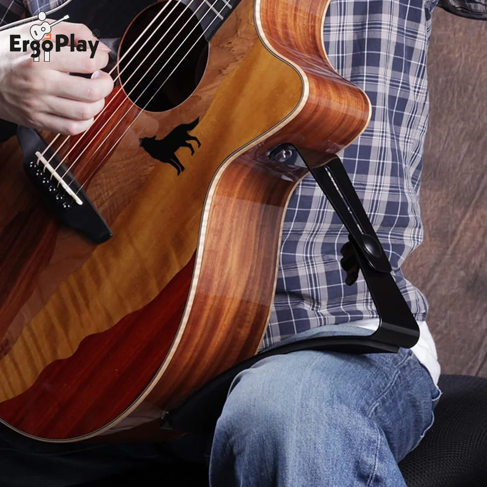 Gitarrenstütze Johannes Tappert – ergonomische Spielhilfe für klassische Gitarre – höhen- und neigungsverstellbar – schwarz – mit Saugknöpfen