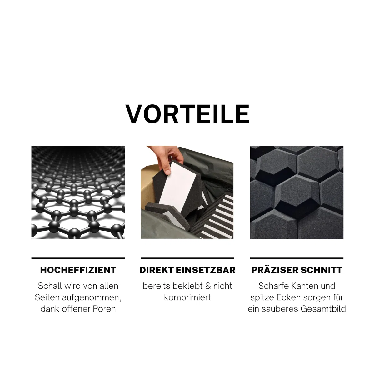 Akustikpaneele 3D HEXAGON Schallabsorber WAND - Schalldämmung - SCHALLSCHUTZ sound absorber - SCHALLSCHUTZMATTE - VATTO Akustikbild AKUSTIK PANEL -Akustikplatten Akkustikpanellen