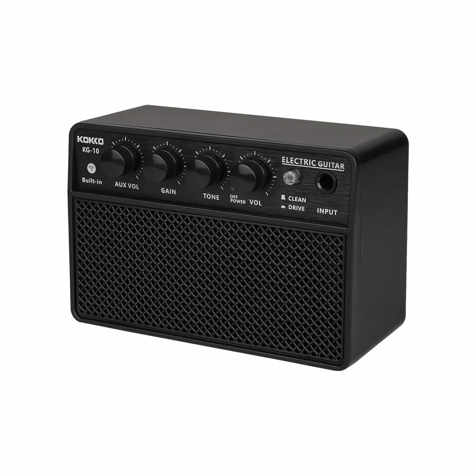 Mini-Gitarrenverstärker 10 Watt Batterieverstärker tragbarer wiederaufladbarer Gitarre Amp Gitarren-Übungsverstärker, Schwarz, Plug-and-Play für das Tägliche Üben