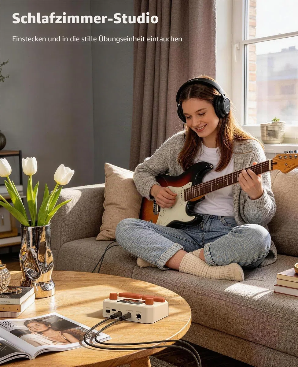 LEKATO Gitarren Effektpedal Multi-Effektprozessor für Gitarre Bass mit 10 Effektmodulen, 99 Presets, 30 Amp/Cabinet Modellen, OTG USB Audio Interface BT, 2" LCD-Display, Weiß