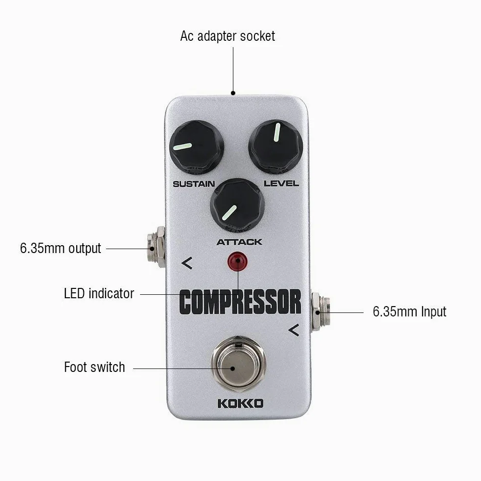 Bnineteenteam Mini-Effektpedal, Kompressor-Sustainer-Effektpedal für E-Gitarre Effektoren Musikinstrumentenzubehör