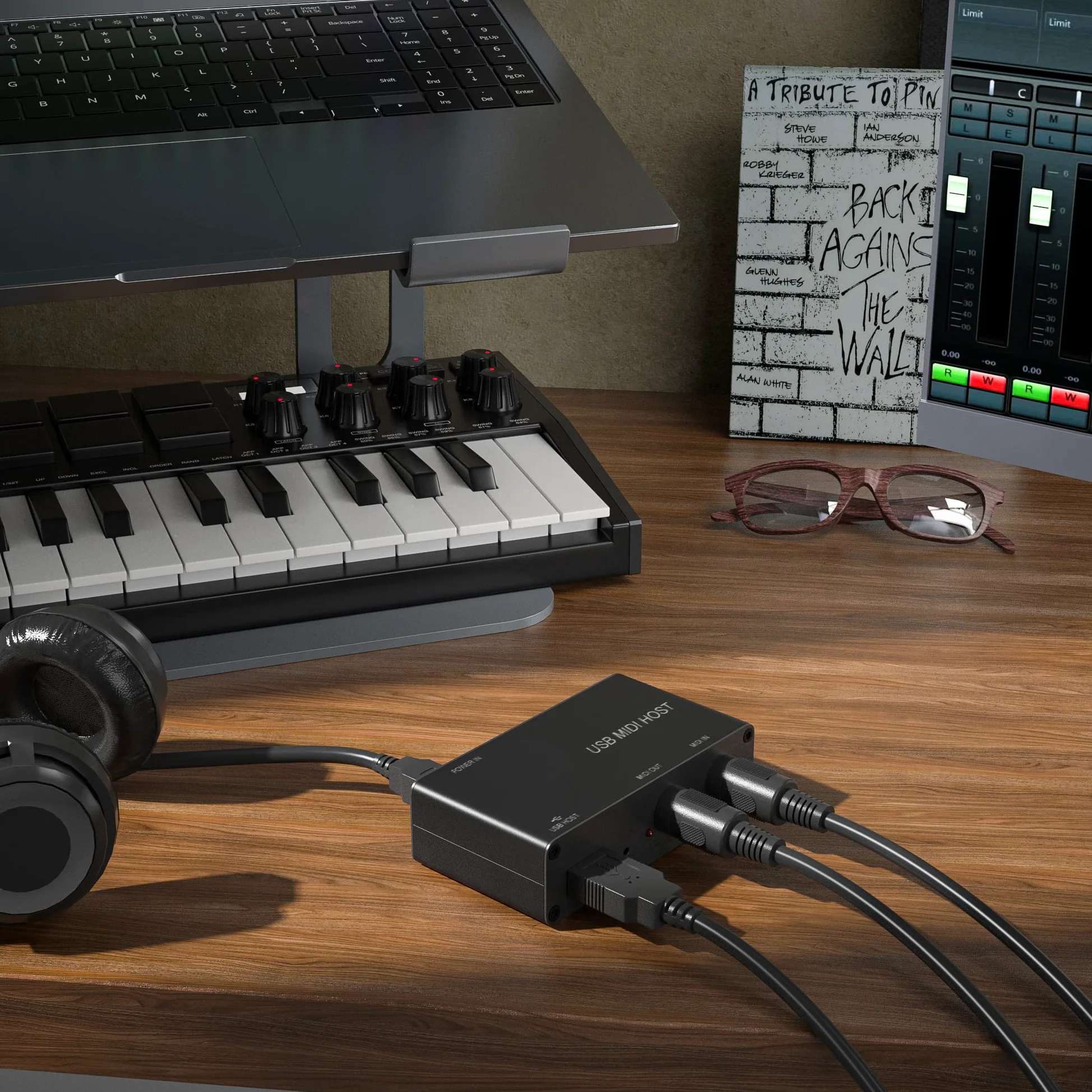 DigitalLife BridgeCore Serie | Eigenständige USB-MIDI-Host-Bridge Box, 1-In/1-Out, 5-Pin-DIN, LED, Metall – Für Anfänger, Studiomusiker & Live-Performer 【Schwarz, 1 Stück】