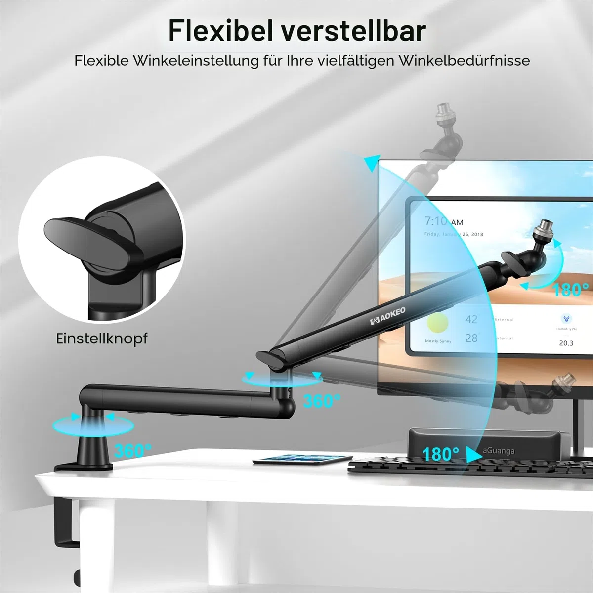 Mikrofon Arm,Aokeo AK-55 Niedriges Profil Mikrofon Ständer Arm für HyperX QuadCast,SoloCast,Elgato Wave,Shure SM7B,Blue Yeti,Blue Snowball,Broadcast,Studio Programm Aufnahme