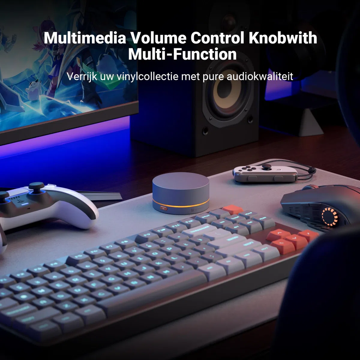 Fosi Audio VOL20 Bluetooth Lautstärkeregler, USB Multimedia Controller für PC/Gaming/Home Audio/Schreibtisch, RGB-Beleuchtungsanpassung Multifunktionstaste mit Einstellung