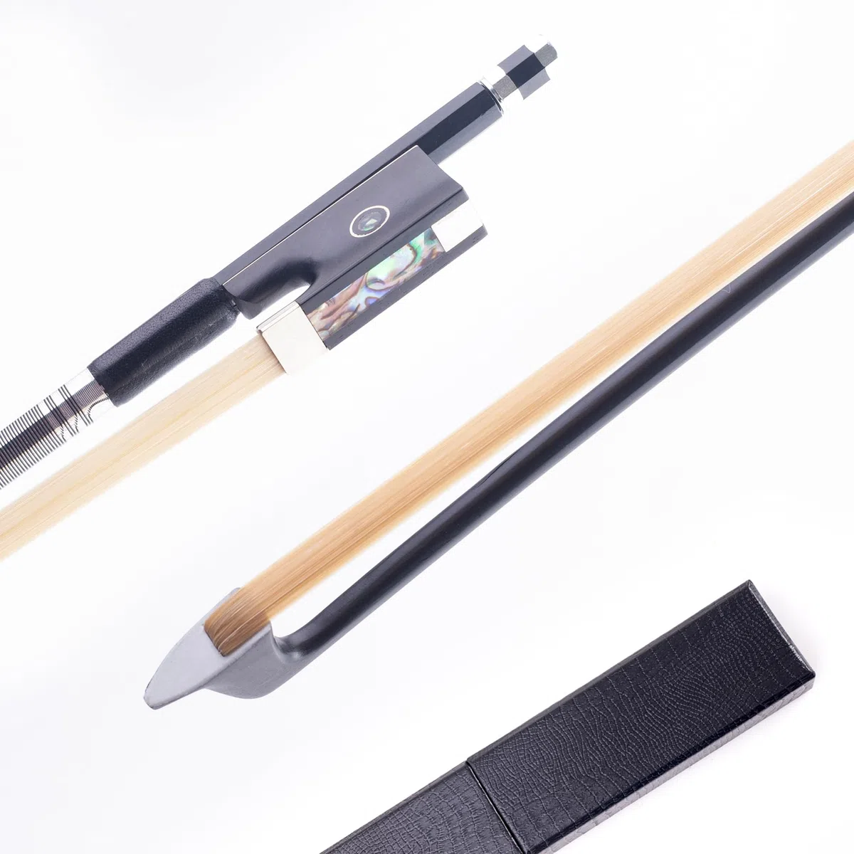 Violinbogen aus Kohlefaser, 4/4, volle Größe, leichter Geigenbogen mit tiefem und kraftvollem Klang für Violinen mit fortgeschrittenem Niveau (Carbonbogen 4/4 Größe)