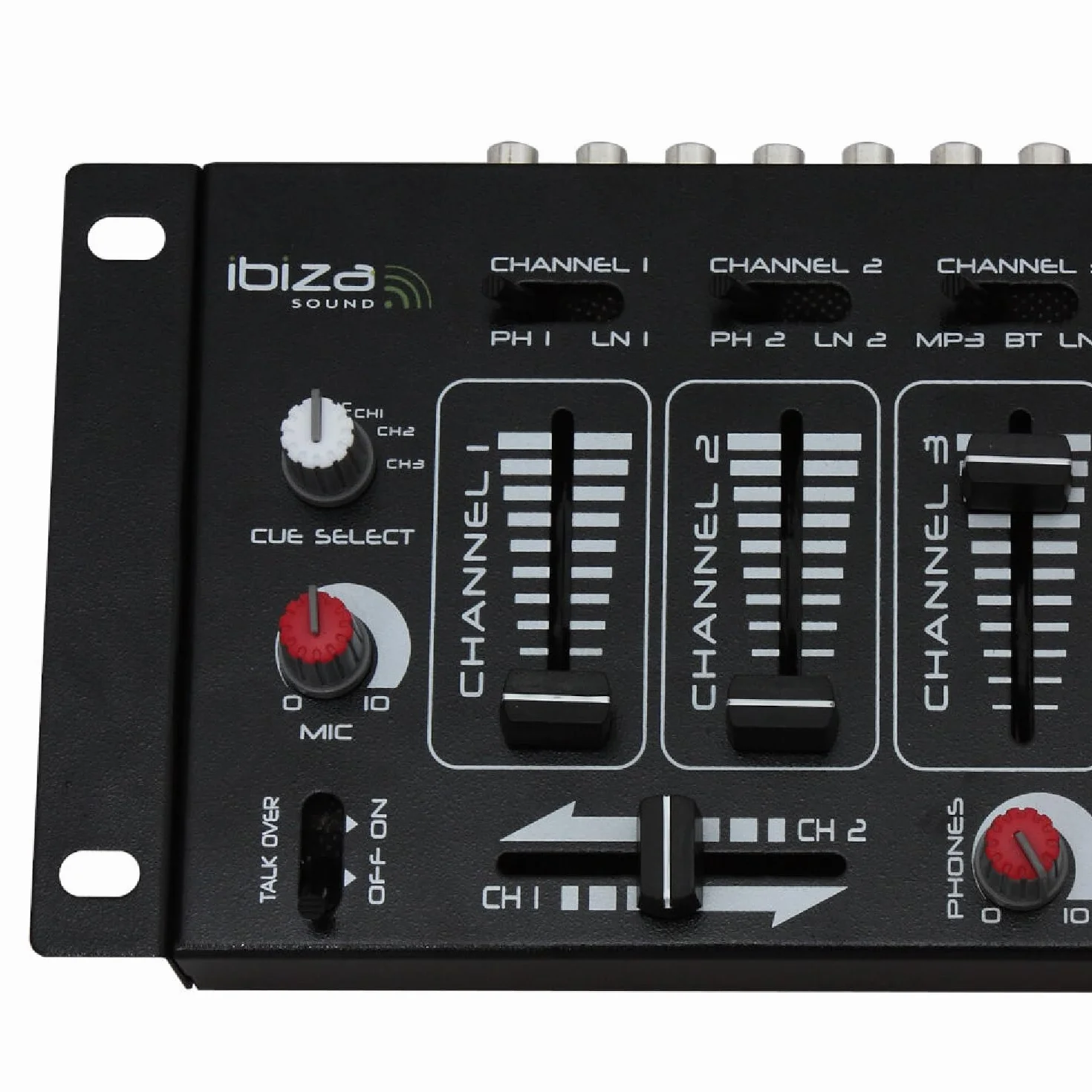 Ibiza - DJ21USB-BT - 4-Wege/7-Kanal-Mixer mit verschiedenen Eingängen - Bluetooth und USB - Schwarz