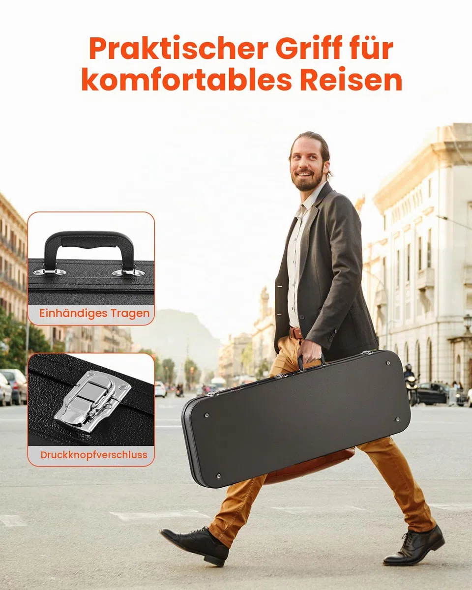 VEVOR Hartschalenkoffer für E-Gitarre, rechteckiger 1095mm Gitarrenkoffer, mit Schloss, PVC-Polsterung, weichem Futter, wasserabweisendem Case, Geeignet für 39 Zoll/99 cm E-Gitarren, schwarz