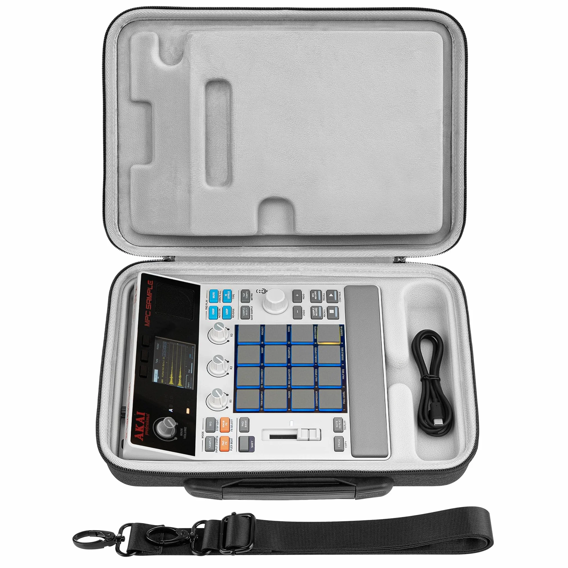 GEEKRIA Hartschalen-Reisekoffer kompatibel mit Akai Professional MPC Sample Portable Groovebox, Audio-Sampler Transporttasche (Dunkelgrau)