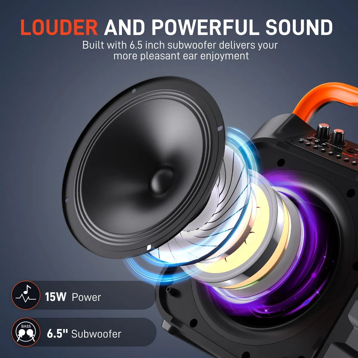 SUDOTACK Tragbare Karaoke Maschine mit 2 kabellose Mikrofone, Bluetooth Lautsprecher Box für Erwachsene/Kinder mit Lichteffekte, Unterstützt TF/USB, AUX in, FM, REC, TWS für Karaoke, Party, Geburtstag