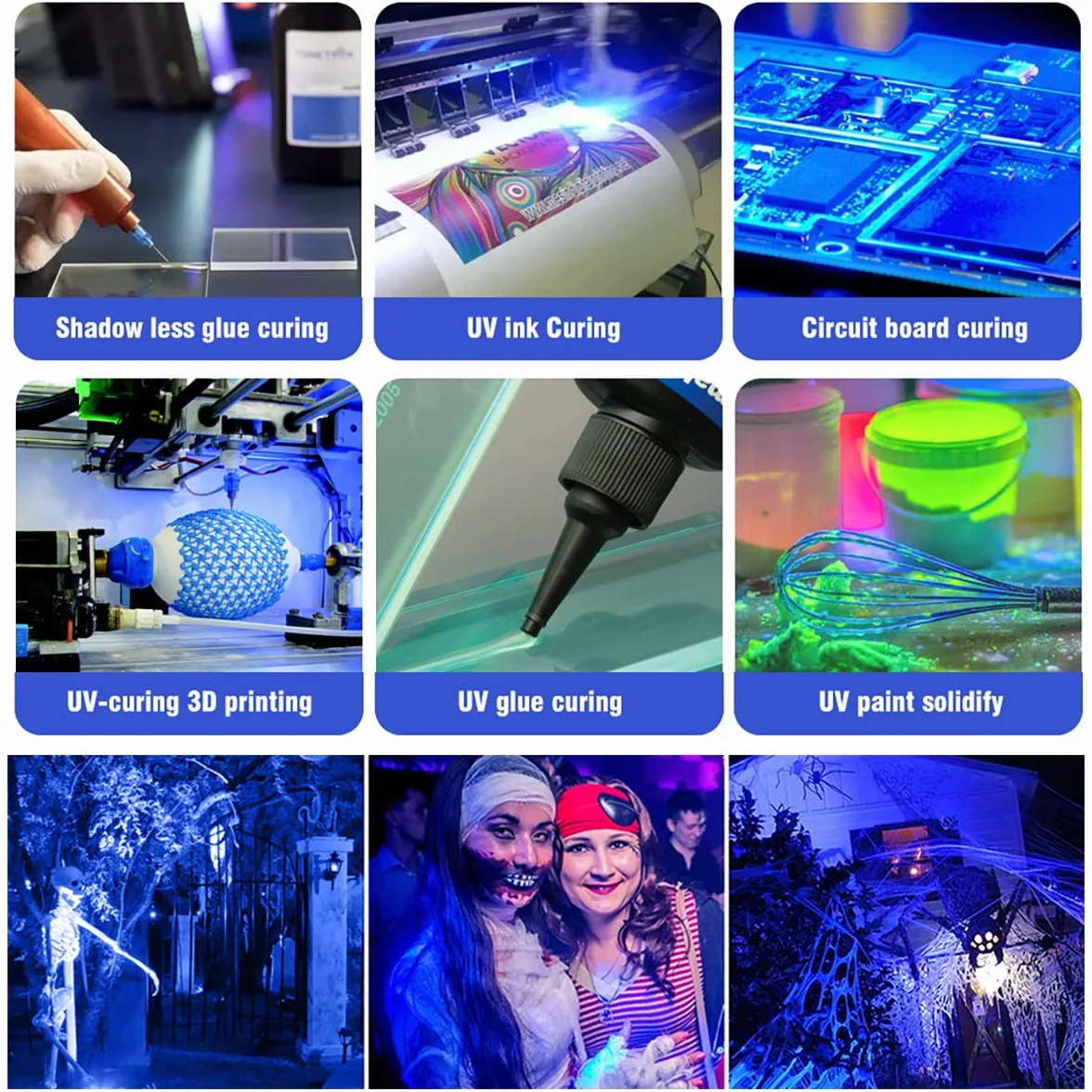 Eleganted 100W LED Schwarzlicht Strahler 365nm UV Fluter IP66 Wasserdicht Schwarzlicht Party Scheinwerfer mit ON/OFF für Halloween Aquarium Konzert Party,Bar