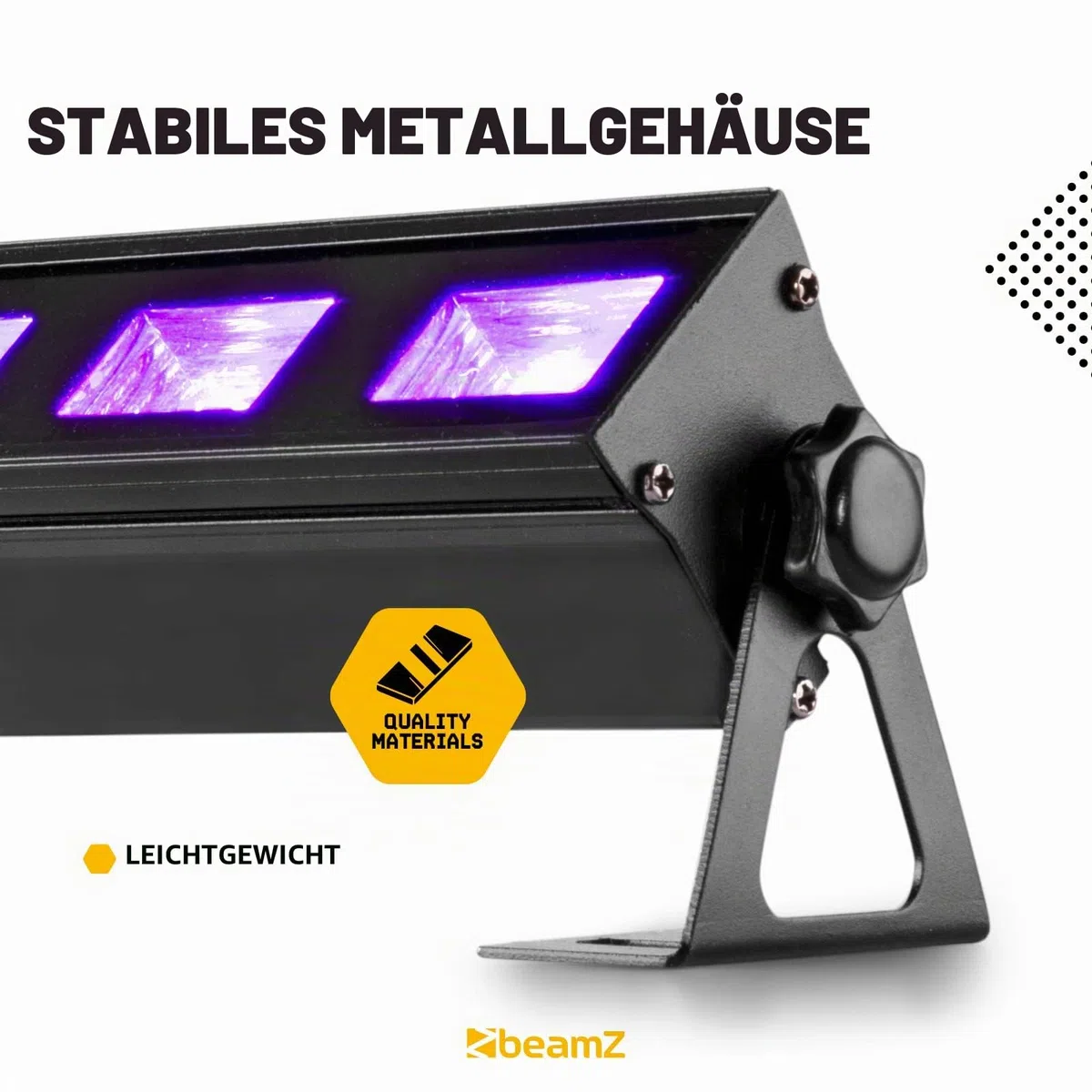 BeamZ BUV93 Schwarzlicht Lampe, hochwertiger UV Strahler, Röhre mit 9 x 3 Watt LEDs, UV Lampe mit parabolische Reflektor, Schwarzlicht Strahler, Blacklight, Schwarz