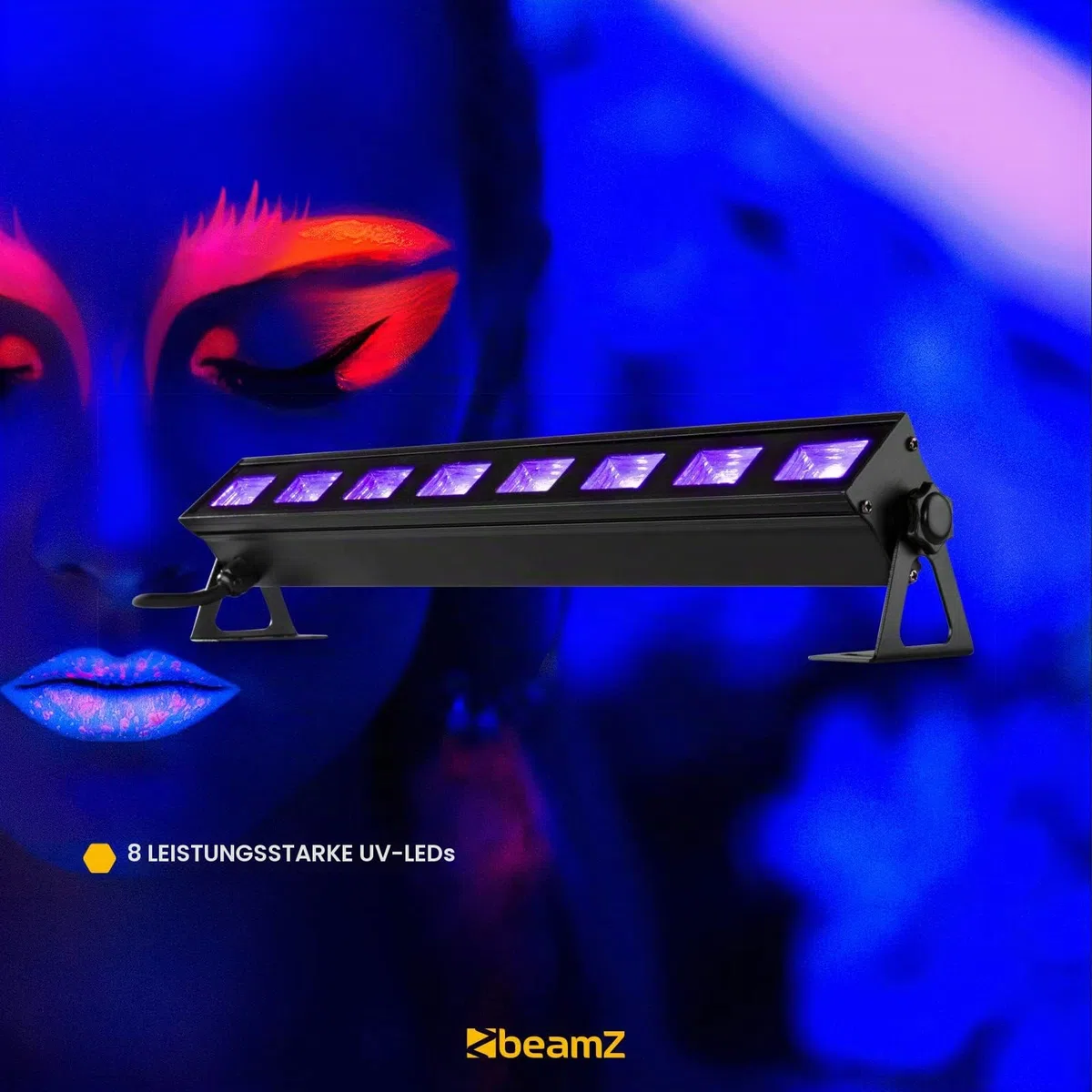 BeamZ BUV93 Schwarzlicht Lampe, hochwertiger UV Strahler, Röhre mit 9 x 3 Watt LEDs, UV Lampe mit parabolische Reflektor, Schwarzlicht Strahler, Blacklight, Schwarz