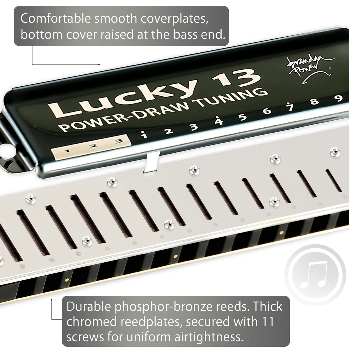 East top Lucky 13 Bass Plus Blues Harmonica 13 Holes Diatonic Harp Mouth Organ Professional Musical Instruments PowerDraw G key for Adults