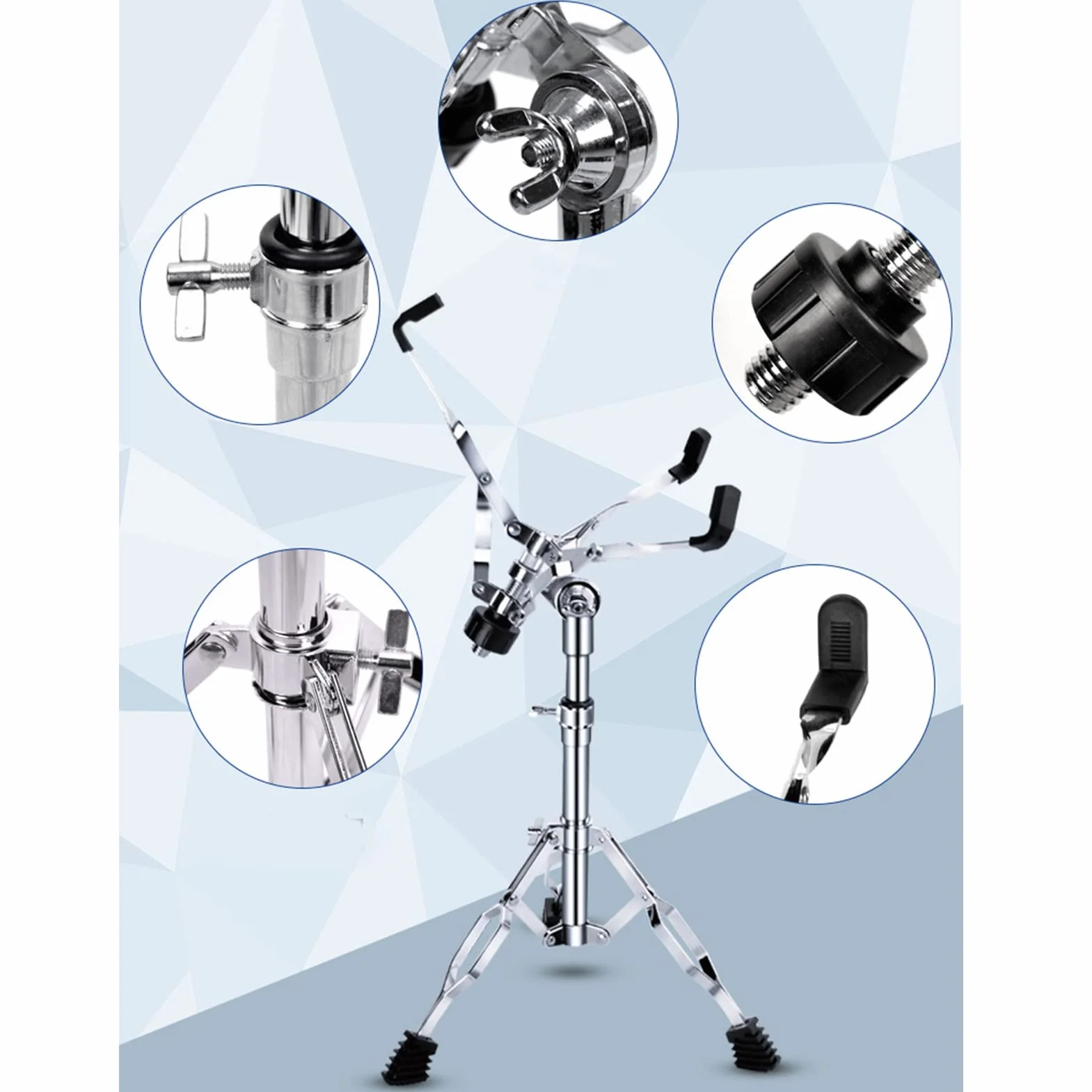 Höhenverdickter, Stabiler Universal-Trommelstativ, Snare-Drum-Ständer, Verstellbarer Snare-Ständer, Doppelt Verstrebt, für ätherische, Dumme Snare-Drums