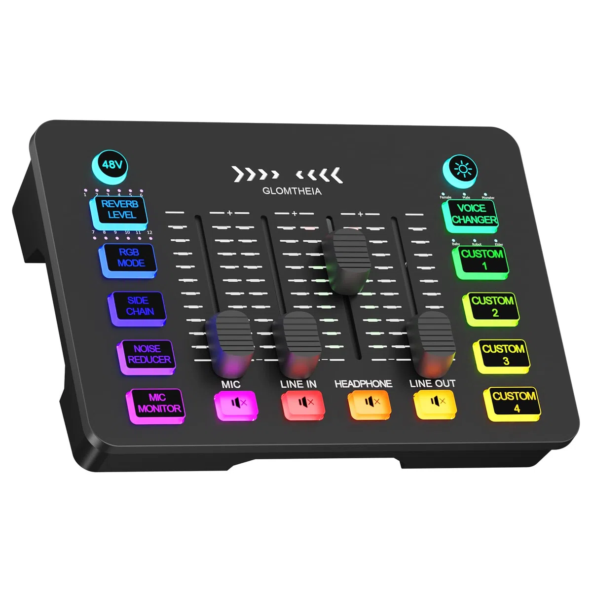 Gaming Sound Board Audio Interface Voice Changer für PC PS4 PS5 Streaming Mixer Soundboard Kompatibel mit XLR Kondensator/Dynamisches Mikrofon