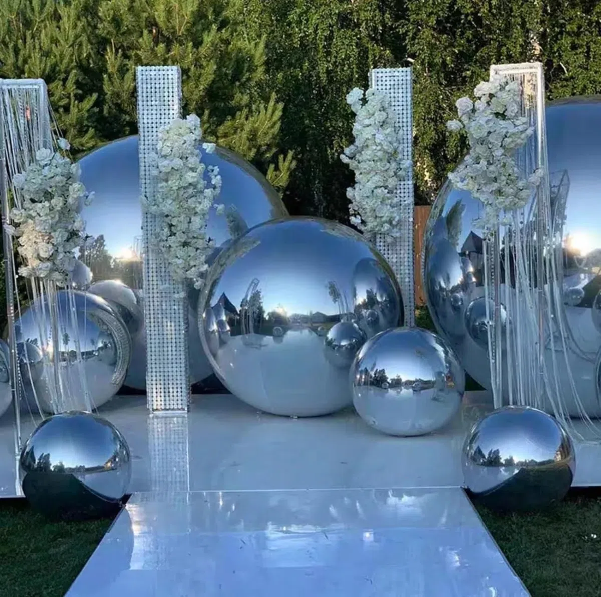 Spiegelkugel Rosé-Silber 40 cm – Aufblasbare Mirror Ball PVC Deko Kugel für Hochzeit, Party & Studio – Wiederverwendbar & Glänzende Oberfläche
