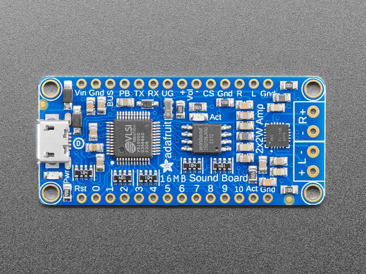 Adafruit Audio FX Sound Board + 2x2W Verstärker, WAV/OGG Trigger, 16MB, 2217