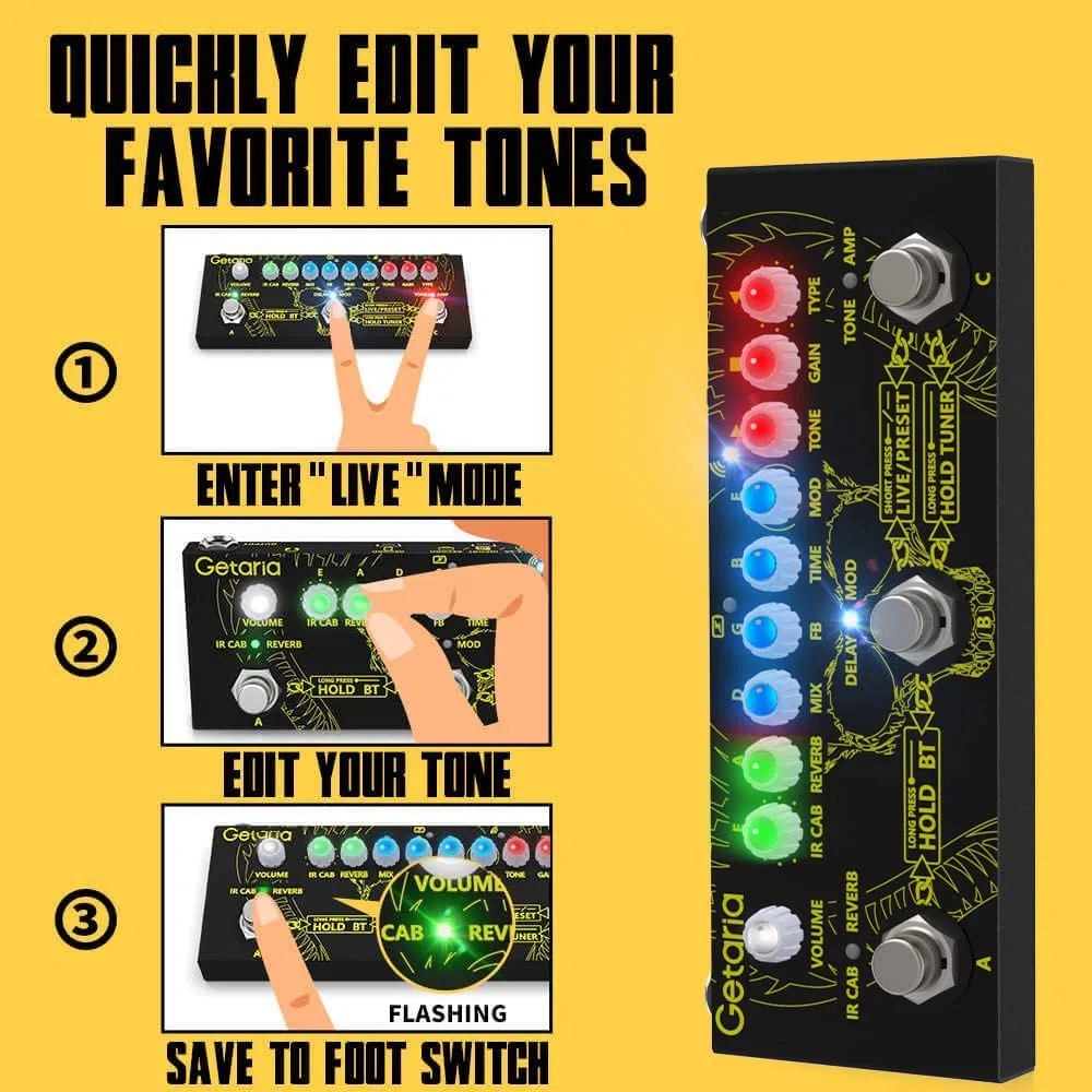 Multi-Effektpedal für E-Gitarre – Distortion, Overdrive, Looper, Tuner, Amp Modelling & IR Speaker Simulation | Mit eingebautem USB-Audio-Interface