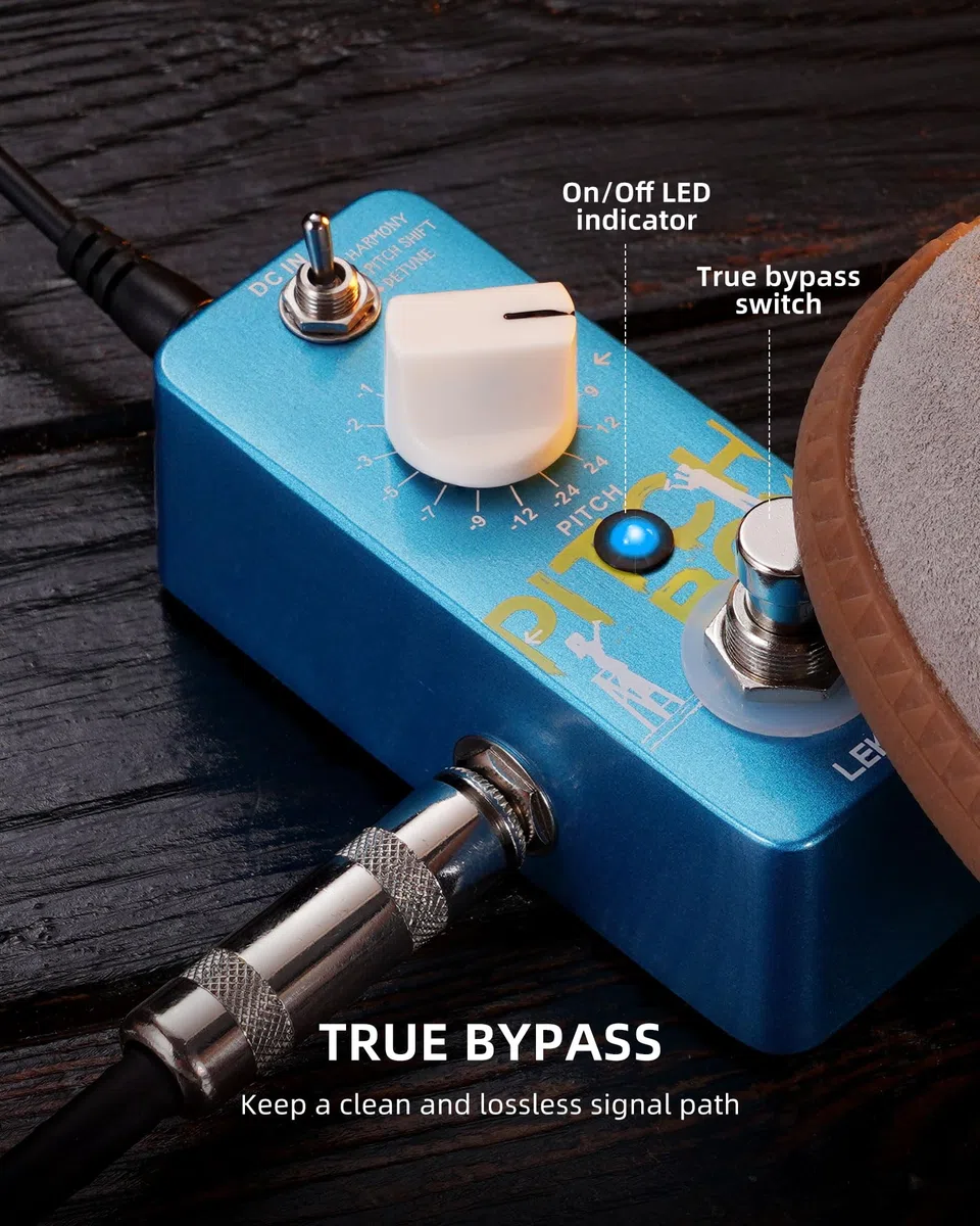 LEKATO Mini Pitch Shifter Pedal, Harmonizer Gitarre Pedal Pitch Shift Box, Harmonizer Digital Octave Drop Pedale, True Bypass, Kleine Effekte für E-Gitarre Bass