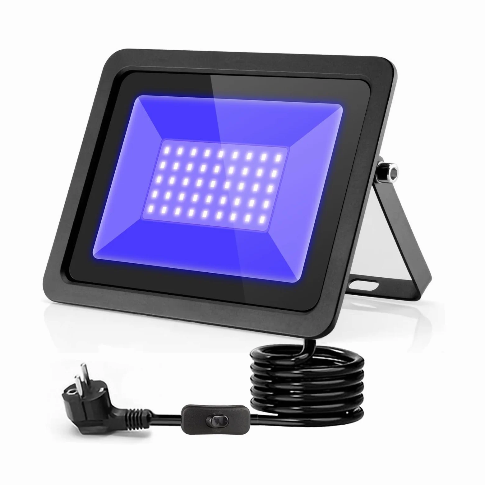 UV Schwarzlicht Strahler 50W, 365NM LED Schwarzlichtlampe IP66 Wasserdicht UV Fluter mit Stecker, Flutlicht für Glow Party, Disco, Bar, Blacklight Party