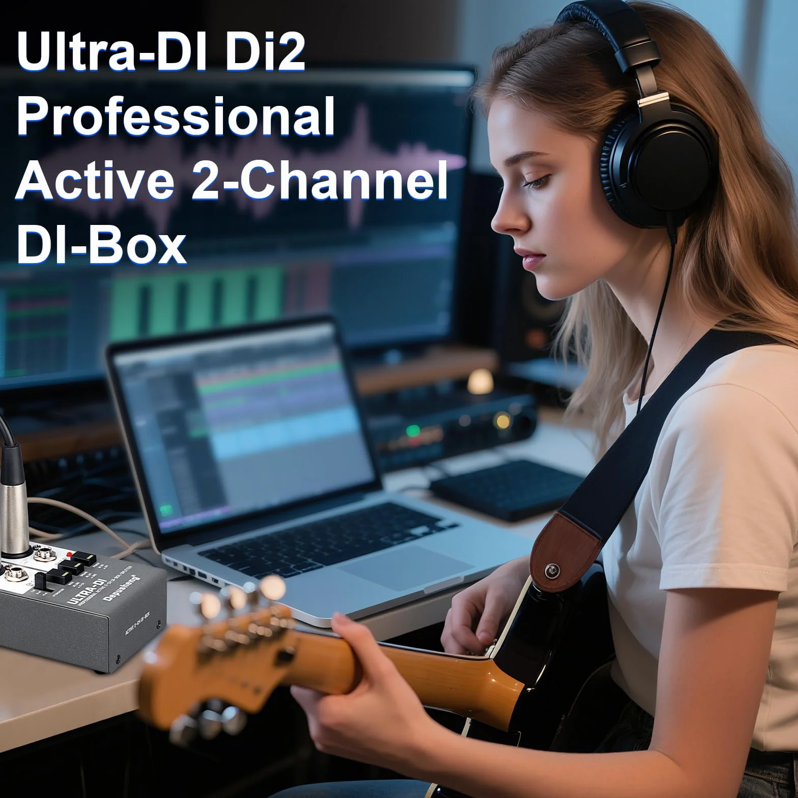 Depusheng Ultra-DI Di2 Professional Active 2-Channel DI-Box/Splitter w/Input Attenuator to Connect Guitar & Bass,Connector to Balanced & Unbalanced，Support 48V power supply
