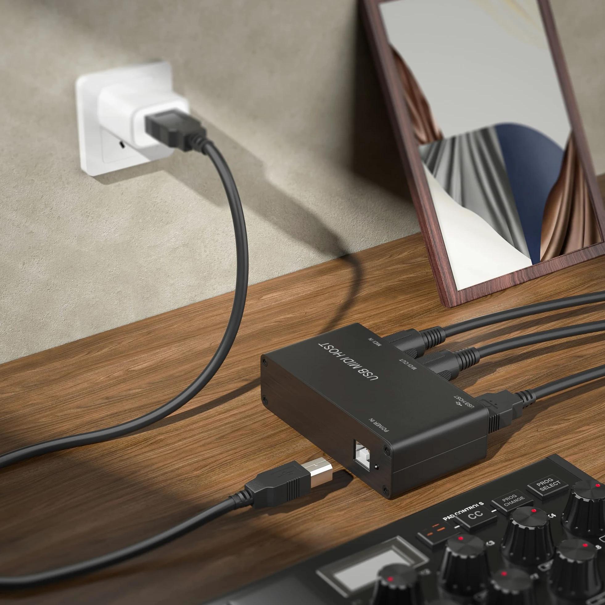 DigitalLife BridgeCore Serie | Eigenständige USB-MIDI-Host-Bridge Box, 1-In/1-Out, 5-Pin-DIN, LED, Metall – Für Anfänger, Studiomusiker & Live-Performer 【Schwarz, 1 Stück】