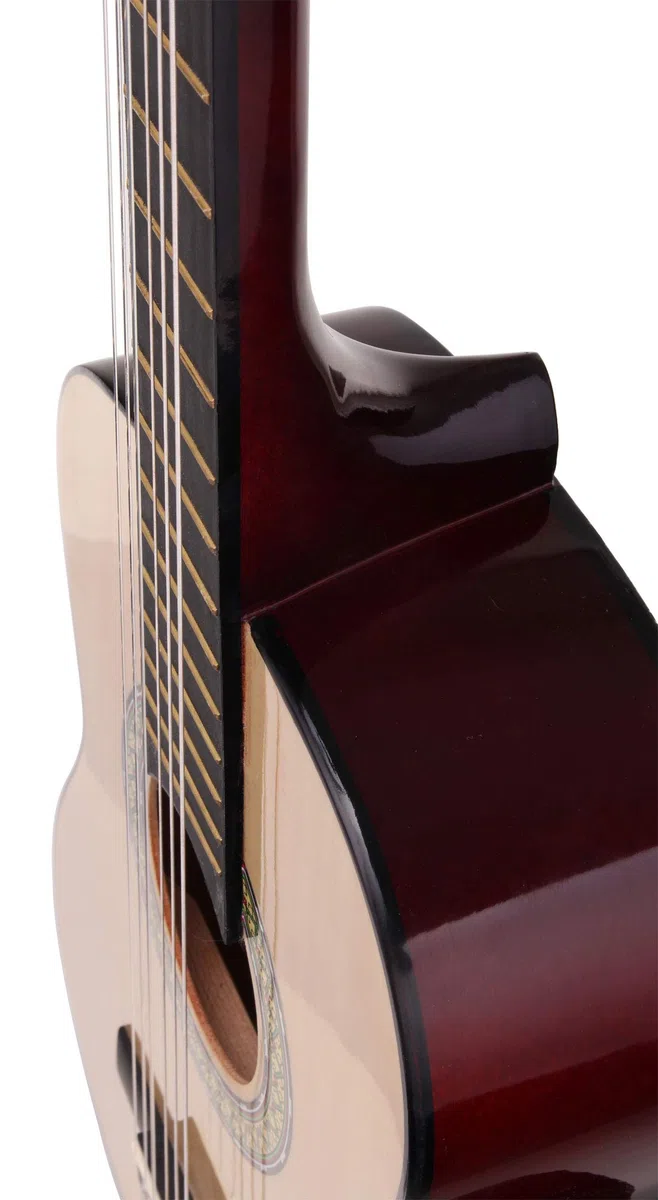 Classic Cantabile Acoustic Series AS-851-L Klassikgitarre 1/2 für Linkshänder Starter-SET (Konzertgitarre, Bag/Tasche, Schule, Plektren, Saiten, Stimmpfeife) natur