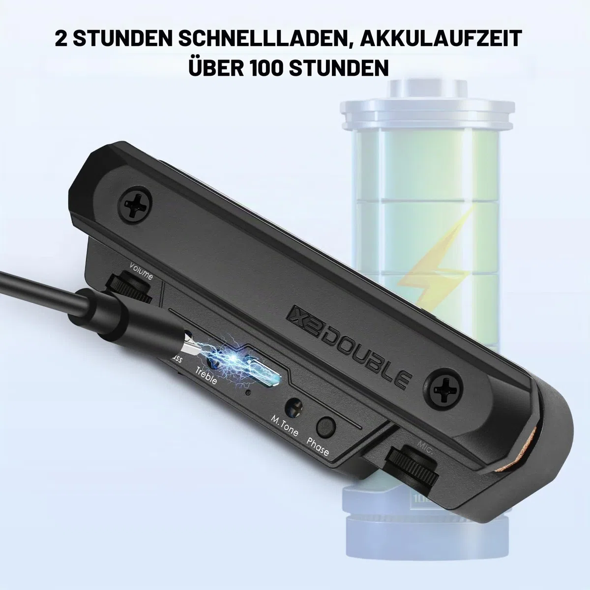 Aktives wiederaufladbares akustisches Gitarrenmikrofon, verstellbar mit Magnetspule und integriertem Lautstärkeregler