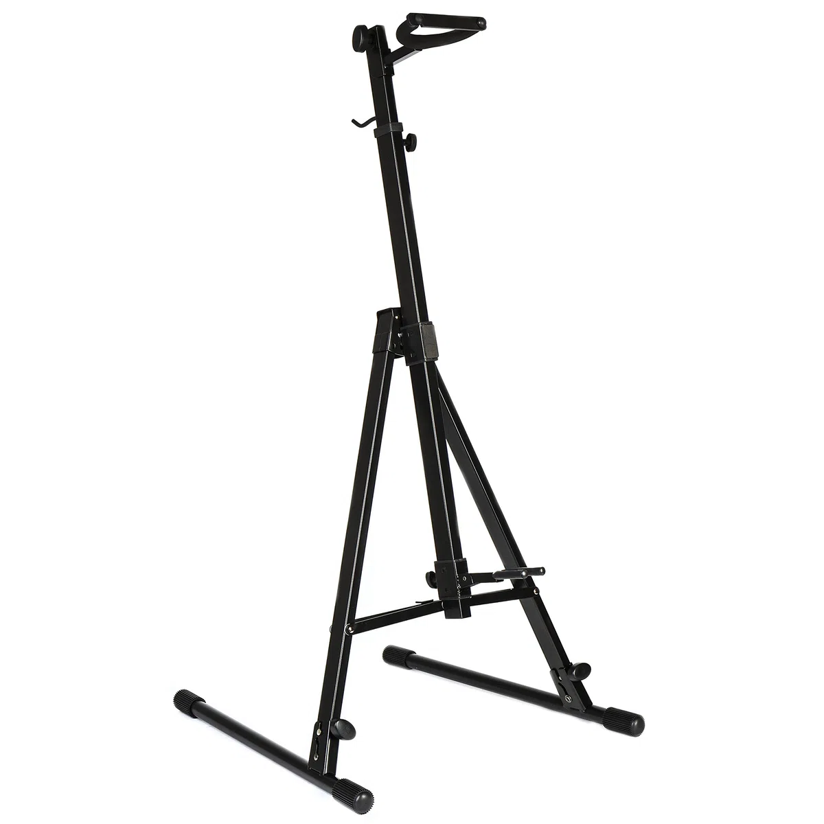 MUSIC STORE Faltbarer Ständer für E-Cello & E-Double Bass, Höhenverstellbar, Klappbares Stativ, Schutz vor Kratzern, Haltungshaken, Kompakt für Transport