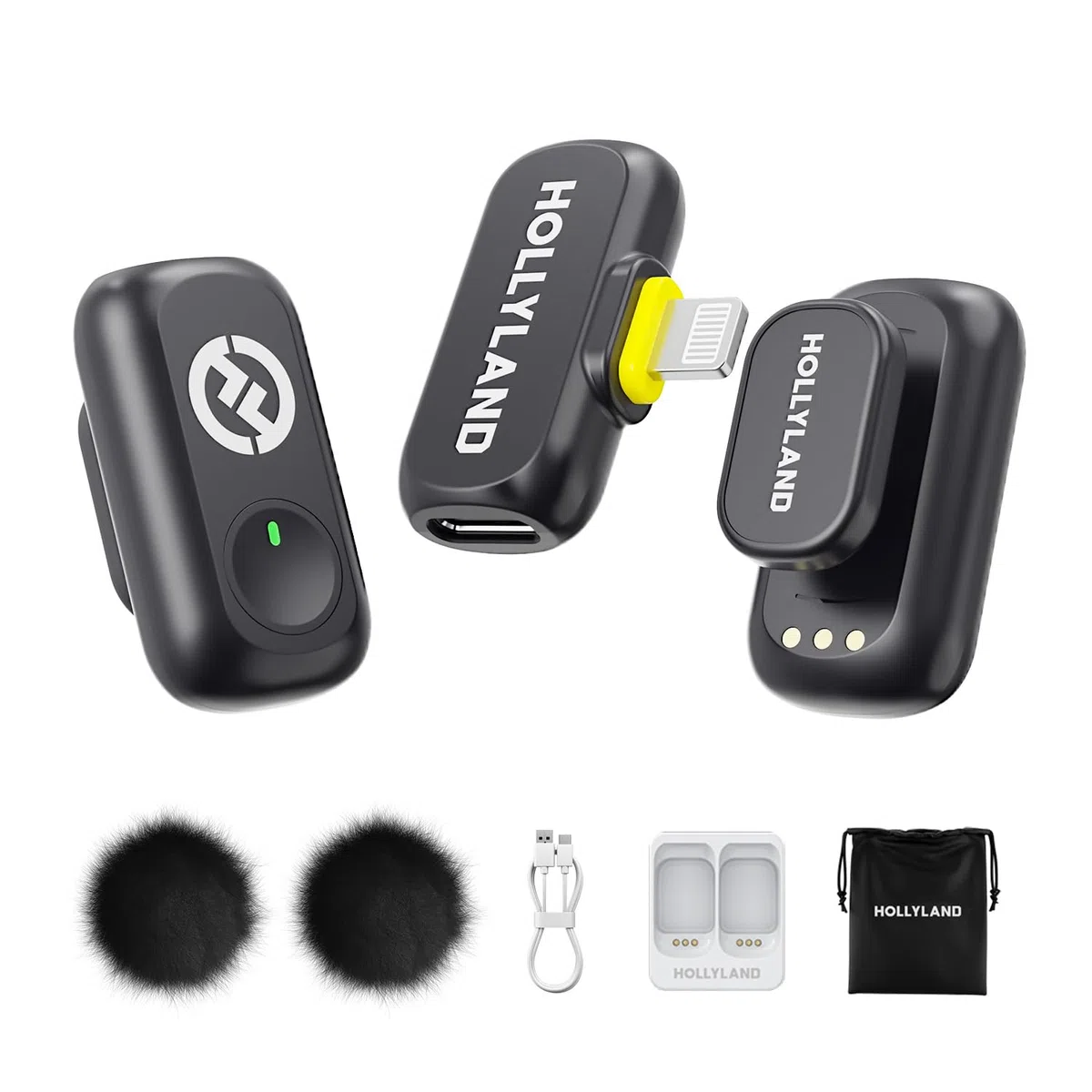 Hollyland Lark A1 Mini Duo Wireless Lavalier Mikrofon für iPhone14/13/12, Kabellos Mini Microphone mit EQ&Hall, 200m(650ft),6-stufiger Gain-Regelung für die YouTube Podcast Video und Vlog-Erstellung.