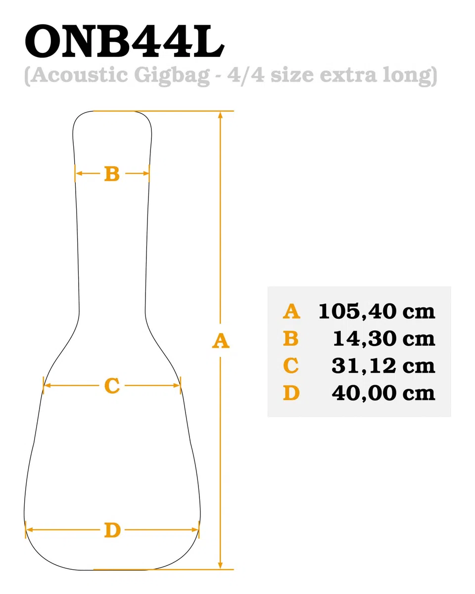 Ortega Guitars Pro Series Bag - 4/4 Klassische Gitarren Tasche - Höhe 105,4 cm - Breite 40 cm - Breiter Halsgurt - Schultergurte - Nylon, Schwarz (ONB44L)