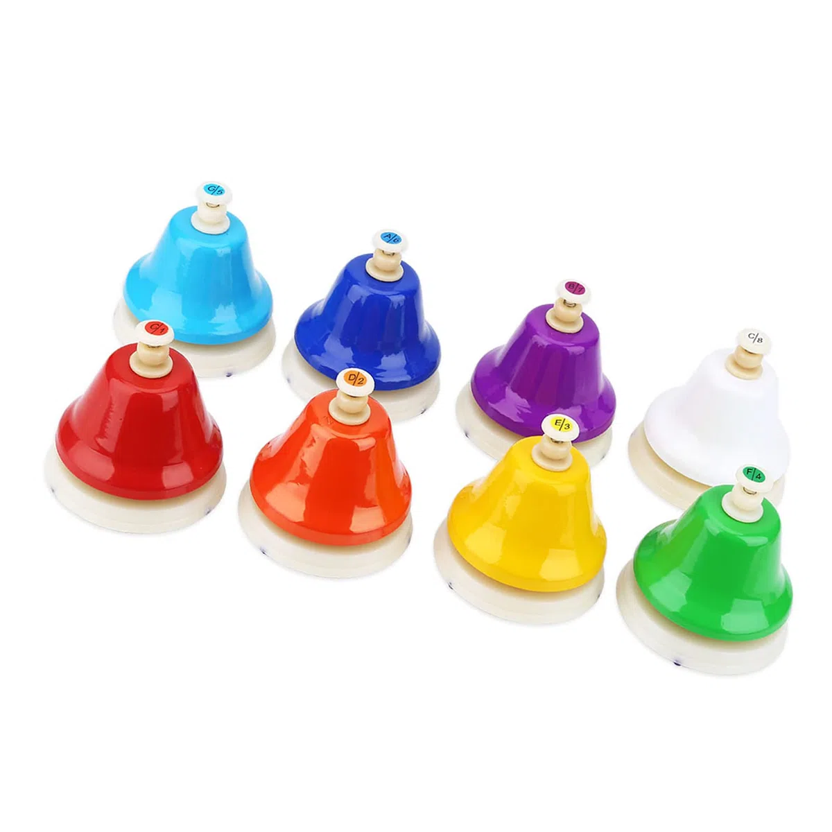 Buntes 8-Noten-Handglocken-Set – Entsprechende Noten- und Skalenposition für Einfaches Spielen – Gestimmt – Ideal für Musiklehre und -Lernen – Geeignet für Kindergärten und