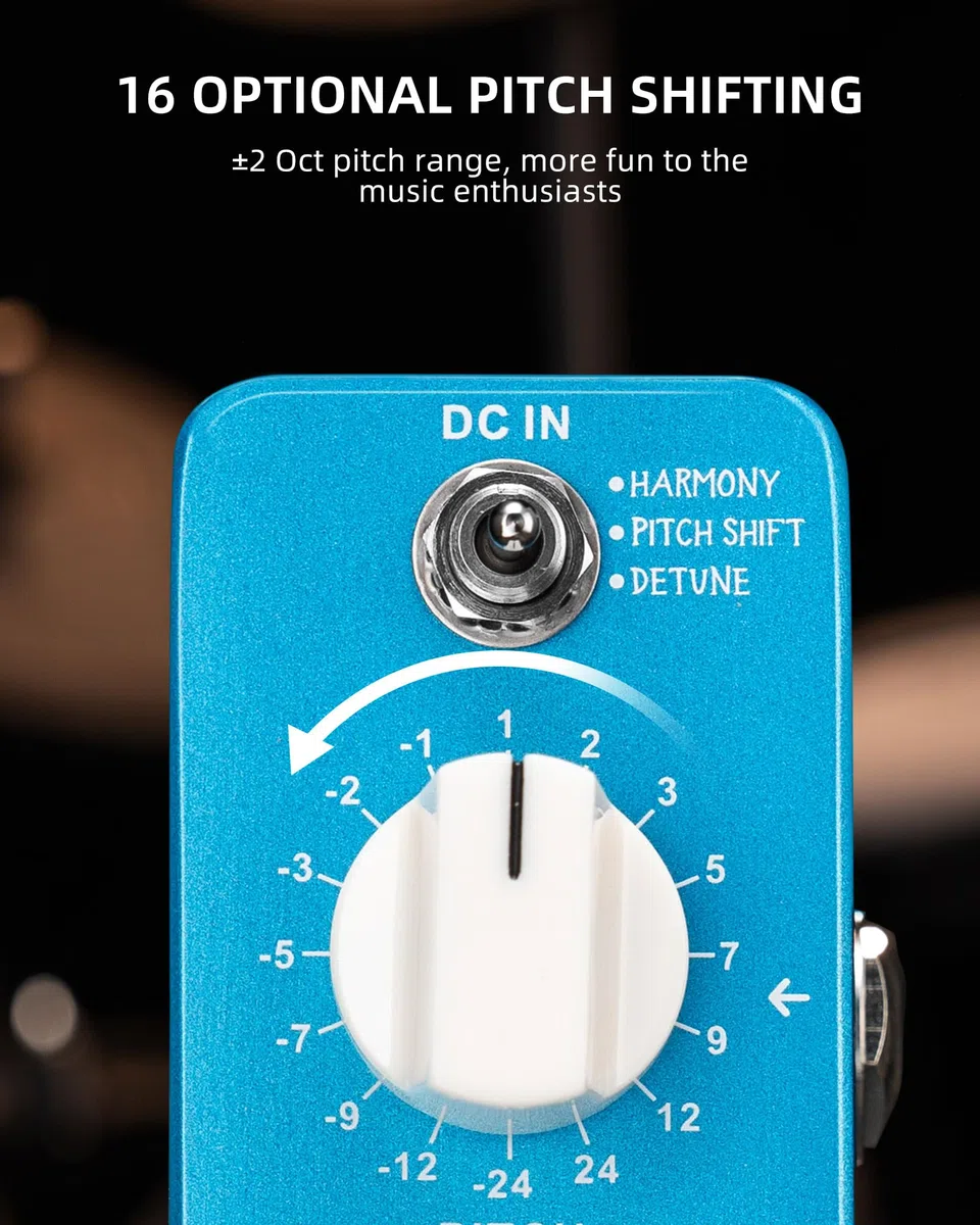 LEKATO Mini Pitch Shifter Pedal, Harmonizer Gitarre Pedal Pitch Shift Box, Harmonizer Digital Octave Drop Pedale, True Bypass, Kleine Effekte für E-Gitarre Bass