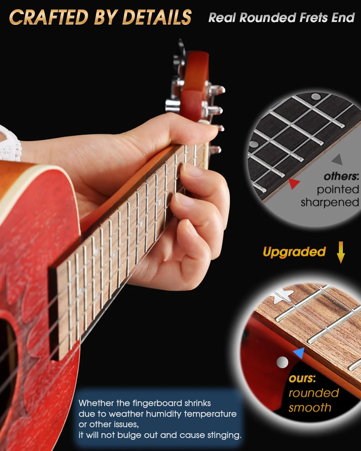 Winzz Ukulele Erwachsene Konzert 23 Zoll Anfänger Set Mahagoni-Holz, Kinder Einsteiger, Einzigartige Ukulele Kaufen Geschenke (Carbon Saiten, Matte Sunburst)