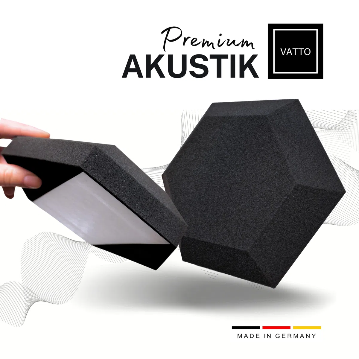 Akustikpaneele 3D HEXAGON Schallabsorber WAND - Schalldämmung - SCHALLSCHUTZ sound absorber - SCHALLSCHUTZMATTE - VATTO Akustikbild AKUSTIK PANEL -Akustikplatten Akkustikpanellen