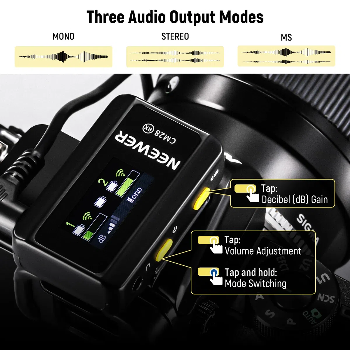 NEEWER CM28 Kabelloses Lavalier Mikrofonsystem mit Ladeetui, Geräuschunterdrückung, 4GB Speicher für 9 Std. unkomprimiertes 48kHz 16Bit Audio Ansteckmikrofon, kompatibel mit iPhone/PC/Kamera, 2er Pack