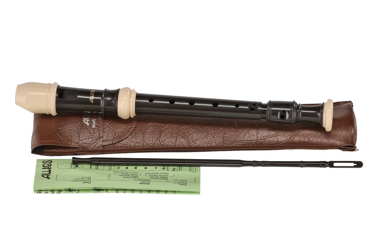 Aulos F-Sopranino Blockflöte Symphony 506B - dunkelbraun /elfenbeinfarbig - deutsche Griffweise, mit Doppellöcher - mit Tasche, Grifftabelle - 3-teilig - mit gebogenem Windkanal