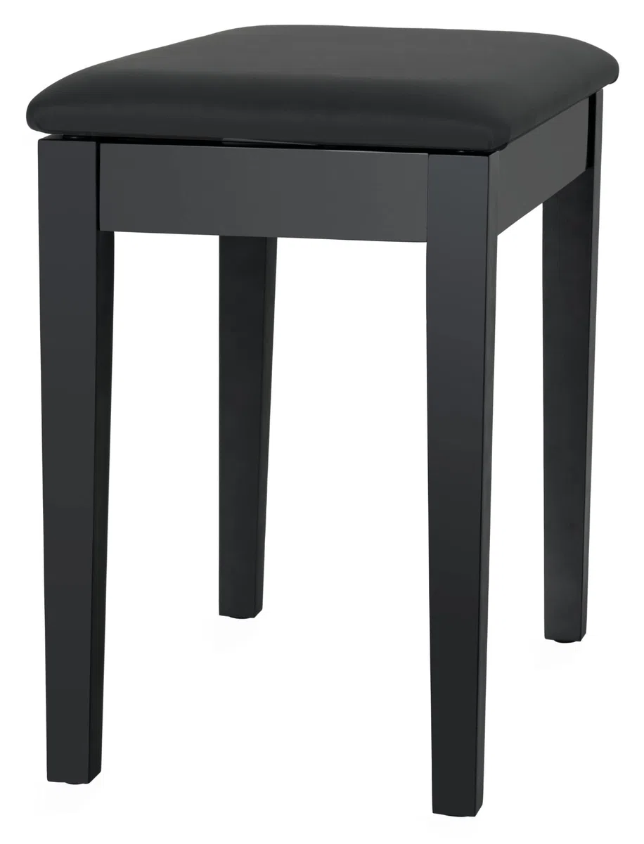 Classic Cantabile Pianobank Modell S - Stabiler Klavierhocker - Schwarze Sitzfläche aus Kunstleder - Ablagefach unter der Sitzfläche - Massive Holzkonstruktion - Schwarz Matt