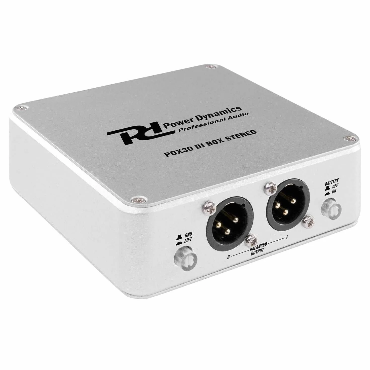 Power Dynamics PDX30 aktive Stereo-DI-Box (Phantom oder 9-V-Batterie)