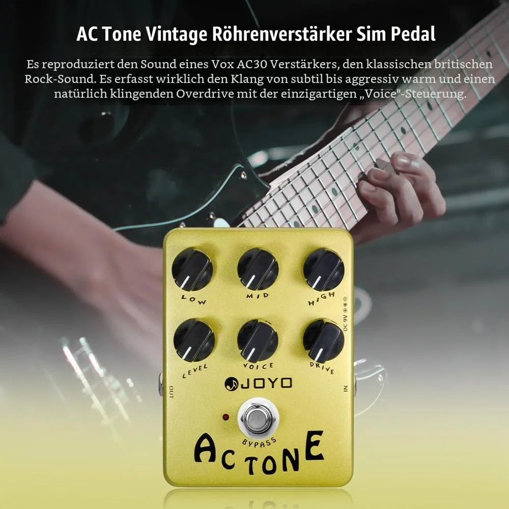 JOYO AC Tone Vintage Tube Amp Simulator Pedal Britischer AC30 Rock Sound für E-Gitarre (JF-13)