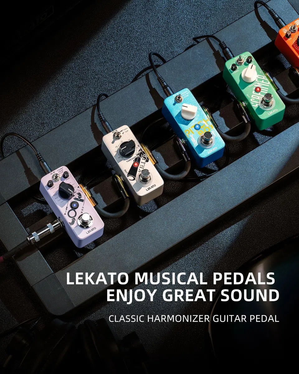 LEKATO Mini Pitch Shifter Pedal, Harmonizer Gitarre Pedal Pitch Shift Box, Harmonizer Digital Octave Drop Pedale, True Bypass, Kleine Effekte für E-Gitarre Bass