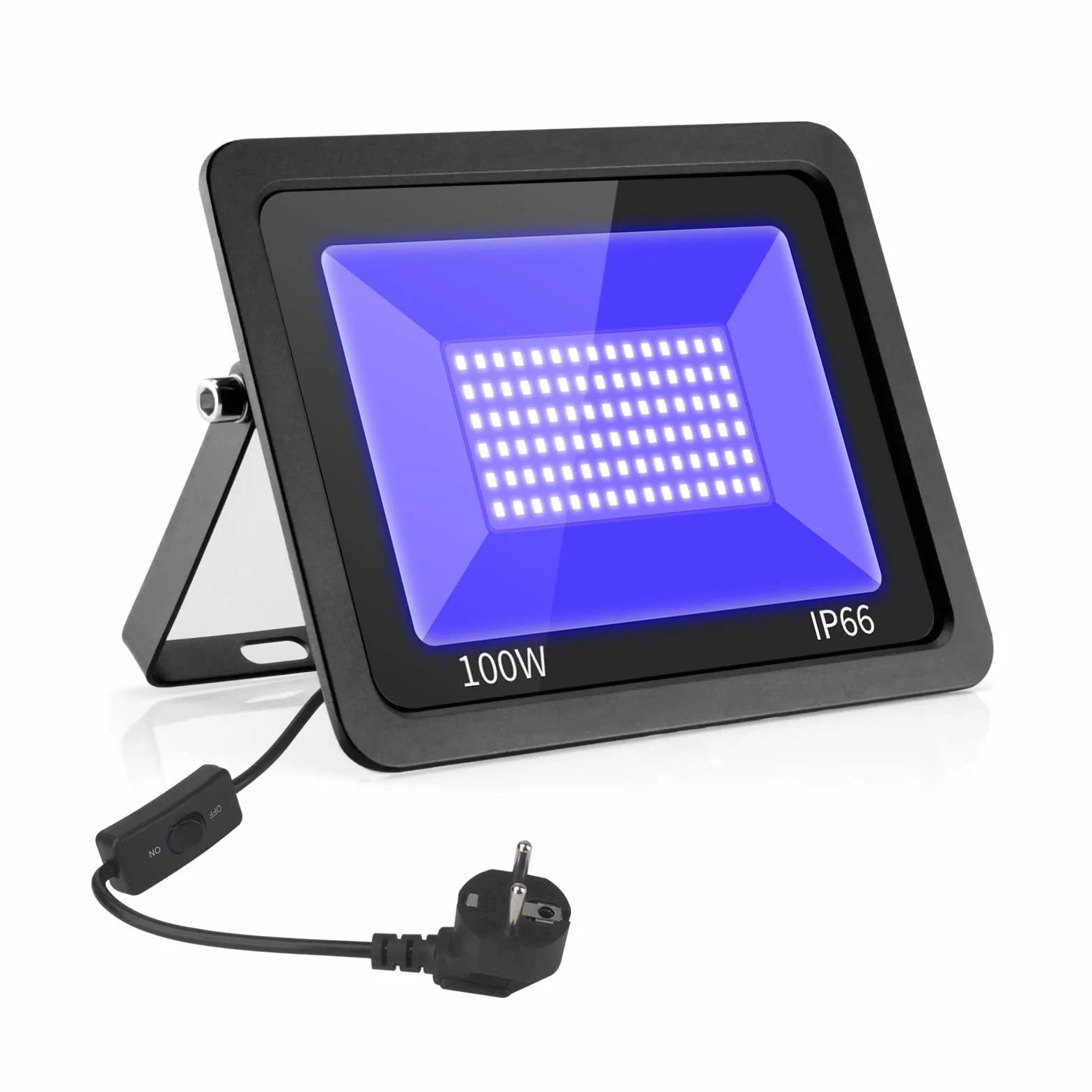Eleganted 100W LED Schwarzlicht Strahler 365nm UV Fluter IP66 Wasserdicht Schwarzlicht Party Scheinwerfer mit ON/OFF für Halloween Aquarium Konzert Party,Bar