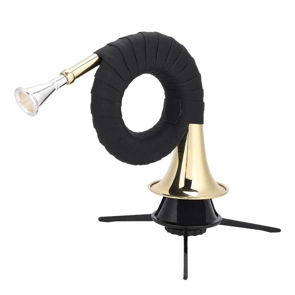 Walfront Mini-Messing-Bb-Jagdhorn, Leichtes Blechblasinstrument für Musikliebhaber und Lernende mit Exquisitem Design und Bequemem Griff