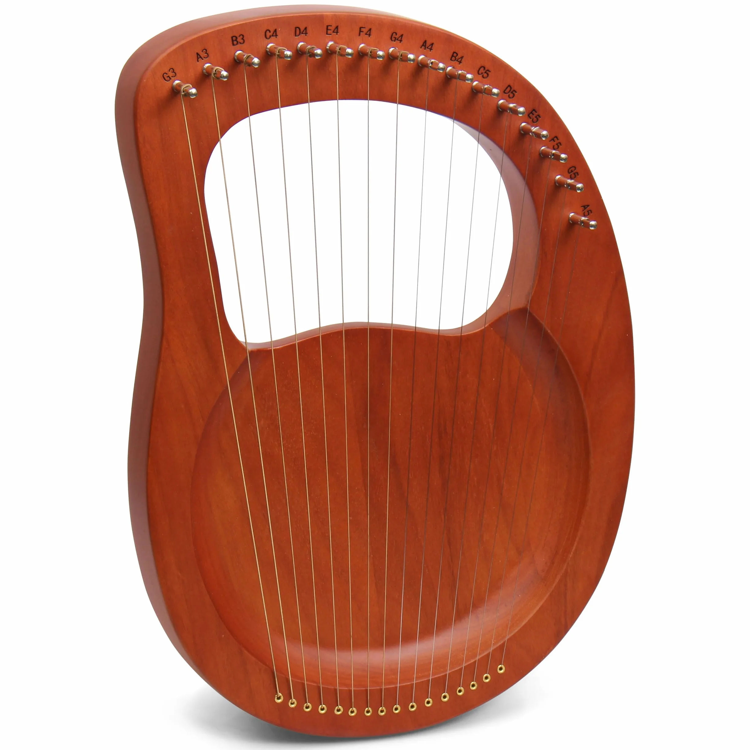 Kleine Lyre Harfe, 16 Saiten, Mahagoni-Laugenharfe mit Metall Saiten, Tragbare Harfe im Antiken Stil mit Stimmschlüssel und Tragetasche, Braun