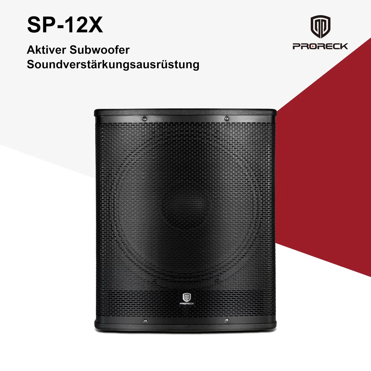 PRORECK SP-12X Aktiver PA-DJ-Subwoofer 12 Zoll 1000W PMPO mit Class-D-Verstärker, 3 DSP-Voreinstellungen (Monitor/Bassverstärkung), Schwarz für Hochzeiten/Partys/Konzerte/Kirchen (1 Subwoofer)