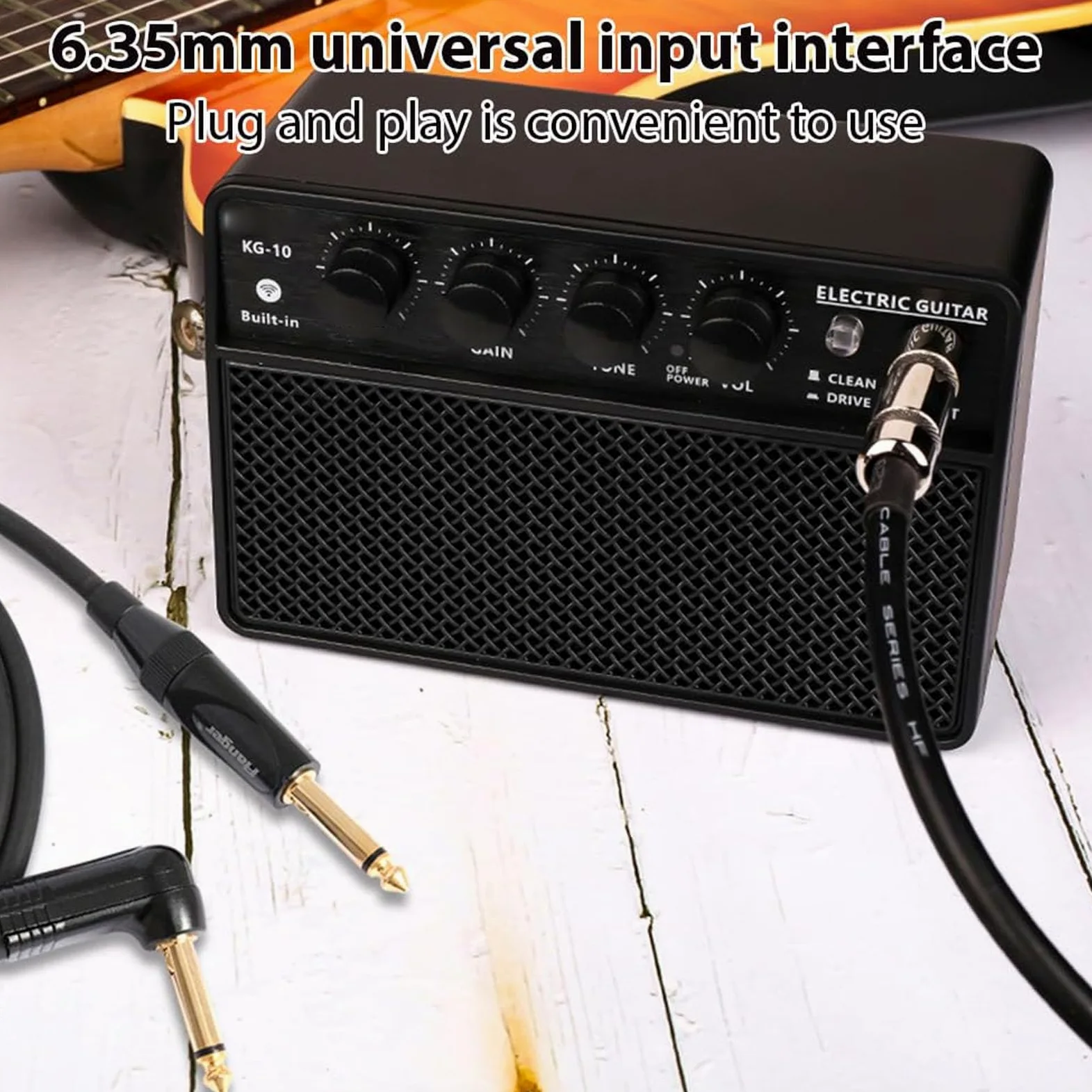 E -Gitarren -Verstärker, 10W BT -Kopfhörer -Konnektivität Wiederaufladbarer Dual -Channel -Lautsprecher für Übung Desktop